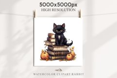 Halloween Kitten On Books Cats Spooky Clipart PNG Scrapbook Fairy Tale Art Image Watercolor witch magic Print illustration sublimation creepy printable digital watercolor halloween kitten books kitty pumpkin clipart, spooky sublimation nursery Creepy