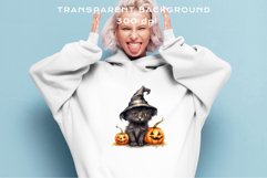 watercolor cute halloween kitten kitty pumpkin clipart, spooky sublimation nursery, Creepy Witch Halloween Kitten Pumpkin Cats Spooky Clipart PNG Scrapbook Fairy Tale Art Image Watercolor witch magic Print illustration sublimation creepy printable digital