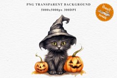 Halloween Kitten Pumpkin Cats Spooky Clipart PNG Scrapbook Fairy Tale Art Image Watercolor witch magic Print illustration sublimation creepy printable digital watercolor cute halloween kitten kitty pumpkin clipart, spooky sublimation nursery, Creepy Witch