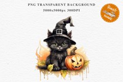 Halloween Kitten Pumpkin Cats Spooky Clipart PNG Scrapbook Fairy Tale Art Image Watercolor witch magic Print illustration sublimation creepy printable digital watercolor cute halloween kitten kitty pumpkin clipart, spooky sublimation nursery, Creepy Witch