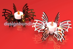 Halloween bat wings candle holder SVG, spooky lantern laser Product Image 1