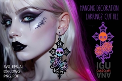 Gothic Cross Roses Earring Laser Cut