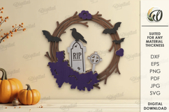 Halloween Layered Wreath Laser Cut. Halloween Wall Decor SVG Product Image 1