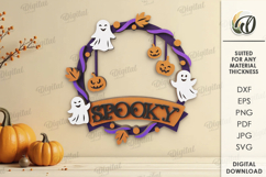 Halloween Layered Wreaths Bundle LaserCut. Halloween SVG Product Image 6