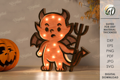 Halloween Led Nightlight Lasercut. Halloween Night Lamp SVG Product Image 1