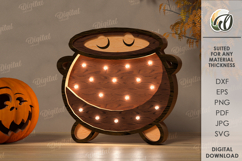 Halloween Led Nightlight Lasercut. Halloween Night Lamp SVG Product Image 1