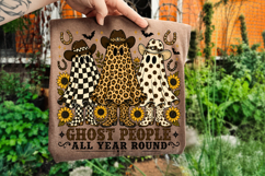 Halloween Leopard Print Rustic Checkered Cowgirl Boots PNG Product Image 2