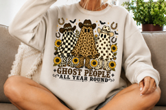 Halloween Leopard Print Rustic Checkered Cowgirl Boots PNG Product Image 3
