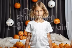 Halloween T Shirt Mockup, Little Girl Halloween Mockup, d10 Product Image 1