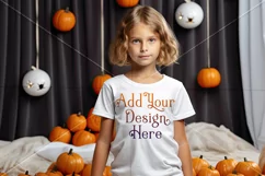 Halloween T Shirt Mockup, Little Girl Halloween Mockup, d10 Product Image 2