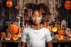 Halloween T Shirt Mockup, Little Girl Halloween Mockup, d11 Product Image 1