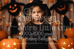 Halloween T Shirt Mockup, Little Girl Halloween Mockup, d2 Product Image 1