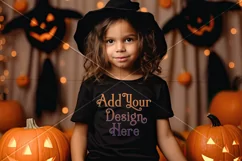 Halloween T Shirt Mockup, Little Girl Halloween Mockup, d2 Product Image 2