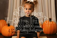 Halloween T Shirt Mockup, Little Girl Halloween Mockup, d20 Product Image 1