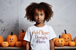 Halloween T Shirt Mockup, Little Girl Halloween Mockup, d22 Product Image 2