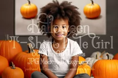 Halloween T Shirt Mockup, Little Girl Halloween Mockup, d24 Product Image 1