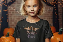 Halloween T Shirt Mockup, Little Girl Halloween Mockup, d25 Product Image 2