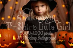 Halloween T Shirt Mockup, Little Girl Halloween Mockup, d3 Product Image 1