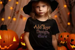 Halloween T Shirt Mockup, Little Girl Halloween Mockup, d3 Product Image 2