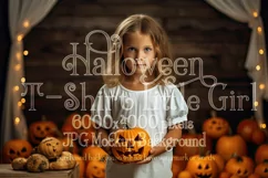 Halloween T Shirt Mockup, Little Girl Halloween Mockup, d7 Product Image 1