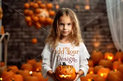 Halloween T Shirt Mockup, Little Girl Halloween Mockup, d9 Product Image 2