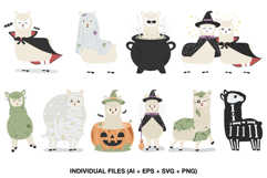 Kawaii Halloween llama graphics for scrapbooking