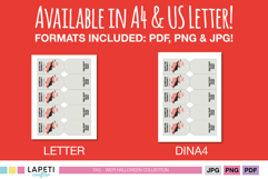 Halloween llama gift tags in A4 and US Letter size PDF format, ready to print multiple tags per page.