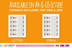 Halloween llama witch gift tags in A4 and US Letter size PDF format, ready to print multiple tags per page.