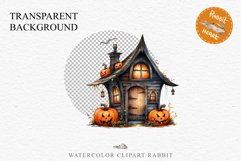 Halloween Magic Hut Pumpkin House Clipart Witch Fairy PNG Tale Image Watercolor Transparent Print illustration sublimation creepy printable digital watercolor Halloween Magic Hut Pumpkin House clipart, sublimation nursery, Creepy Witch, storefront