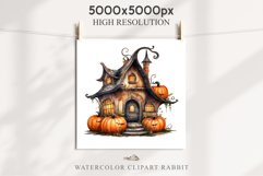 Halloween Magic Hut Pumpkin House Clipart Witch Fairy PNG Tale Image Watercolor Transparent Print illustration sublimation creepy printable digital watercolor Halloween Magic Hut Pumpkin House clipart, sublimation nursery, Creepy Witch, storefront