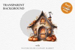 Halloween Magic Hut Pumpkin House Clipart Witch Fairy PNG Tale Image Watercolor Transparent Print illustration sublimation creepy printable digital watercolor Halloween Magic Hut Pumpkin House clipart, sublimation nursery, Creepy Witch, storefront