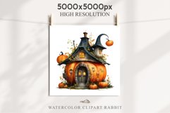 Halloween Magic Hut Pumpkin House Clipart Witch Fairy PNG Tale Image Watercolor Transparent Print illustration sublimation creepy printable digital watercolor Halloween Magic Hut Pumpkin House clipart, sublimation nursery, Creepy Witch, storefront
