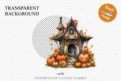 Halloween Magic Hut Pumpkin House Clipart Witch Fairy PNG Tale Image Watercolor Transparent Print illustration sublimation creepy printable digital watercolor Halloween Magic Hut Pumpkin House clipart, sublimation nursery, Creepy Witch, storefront
