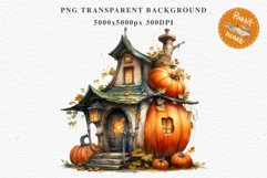 Halloween Magic Hut Pumpkin House Clipart Witch Fairy PNG Tale Image Watercolor Transparent Print illustration sublimation creepy printable digital watercolor Halloween Magic Hut Pumpkin House clipart, sublimation nursery, Creepy Witch, storefront