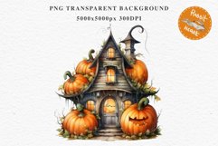 Halloween Magic Hut Pumpkin House Clipart Witch Fairy PNG Tale Image Watercolor Transparent Print illustration sublimation creepy printable digital watercolor Halloween Magic Hut Pumpkin House clipart, sublimation nursery, Creepy Witch, storefront