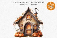 Halloween Magic Hut Pumpkin House Clipart Witch Fairy PNG Tale Image Watercolor Transparent Print illustration sublimation creepy printable digital watercolor Halloween Magic Hut Pumpkin House clipart, sublimation nursery, Creepy Witch, storefront