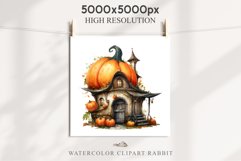 Halloween Magic Hut Pumpkin House Clipart Witch Fairy PNG Tale Image Watercolor Transparent Print illustration sublimation creepy printable digital watercolor Halloween Magic Hut Pumpkin House clipart, sublimation nursery, Creepy Witch, storefront