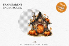 Halloween Magic Hut Pumpkin House Clipart Witch Fairy PNG Tale Image Watercolor Transparent Print illustration sublimation creepy printable digital watercolor Halloween Magic Hut Pumpkin House clipart, sublimation nursery, Creepy Witch, storefront