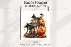 Halloween Magic Hut Pumpkin House Clipart Witch Fairy PNG Tale Image Watercolor Transparent Print illustration sublimation creepy printable digital watercolor Halloween Magic Hut Pumpkin House clipart, sublimation nursery, Creepy Witch, storefront