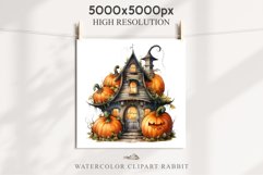 Halloween Magic Hut Pumpkin House Clipart Witch Fairy PNG Tale Image Watercolor Transparent Print illustration sublimation creepy printable digital watercolor Halloween Magic Hut Pumpkin House clipart, sublimation nursery, Creepy Witch, storefront