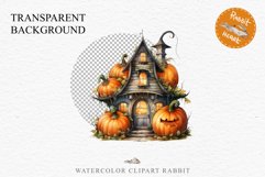 Halloween Magic Hut Pumpkin House Clipart Witch Fairy PNG Tale Image Watercolor Transparent Print illustration sublimation creepy printable digital watercolor Halloween Magic Hut Pumpkin House clipart, sublimation nursery, Creepy Witch, storefront