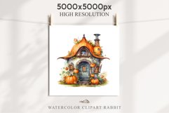 Halloween Magic Hut Pumpkin House Clipart Witch Fairy PNG Tale Image Watercolor Transparent Print illustration sublimation creepy printable digital watercolor Halloween Magic Hut Pumpkin House clipart, sublimation nursery, Creepy Witch, storefront