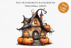 Halloween Magic Hut Pumpkin House Clipart Witch Fairy PNG Tale Image Watercolor Transparent Print illustration sublimation creepy printable digital watercolor Halloween Magic Hut Pumpkin House clipart, sublimation nursery, Creepy Witch, storefront