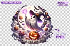 halloween moonlight ghost png, magic in the moonlight clipart, mystical ghost sublimation, moon halloween design, halloween ghost under moon png, halloween sublimation clipart, spooky cute ghost design, celestial halloween ghost, ghost with moon png, hall