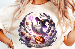 halloween moonlight ghost png, magic in the moonlight clipart, mystical ghost sublimation, moon halloween design, halloween ghost under moon png, halloween sublimation clipart, spooky cute ghost design, celestial halloween ghost, ghost with moon png, hall