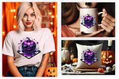 Halloween Purple Pumpkin Clipart PNG Sublimation Design Product Image 3
