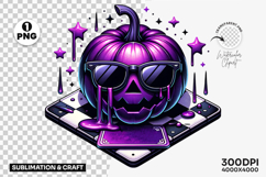 Halloween Purple Pumpkin Clipart PNG Sublimation Design Product Image 1