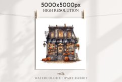 Halloween Magic Shop Storefront Clipart PNG Scrapbooking Art Tale Image Watercolor Transparent Print illustration sublimation creepy printable digital watercolor halloween bakery stand, Magic Shop clipart, sublimation nursery, Creepy Witch, storefront