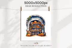 Halloween Magic Shop Storefront Clipart PNG Scrapbooking Art Tale Image Watercolor Transparent Print illustration sublimation creepy printable digital watercolor halloween bakery stand, Magic Shop clipart, sublimation nursery, Creepy Witch, storefront