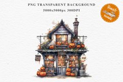 Halloween Magic Shop Storefront Clipart PNG Scrapbooking Art Tale Image Watercolor Transparent Print illustration sublimation creepy printable digital watercolor halloween bakery stand, Magic Shop clipart, sublimation nursery, Creepy Witch, storefront